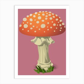 Mushroom On A Pink Background Art Print