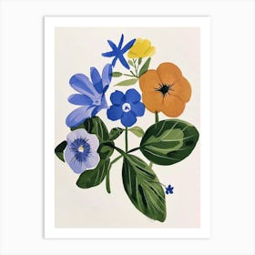 Painted Florals Periwinkle 3 Art Print