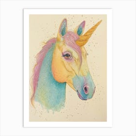 Pastel Storybook Style Unicorn 9 Art Print