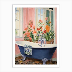 A Bathtube Full Of Snapdragon In A Bathroom 4 Art Print