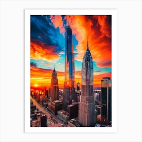 Sunset In New York City 3 Art Print