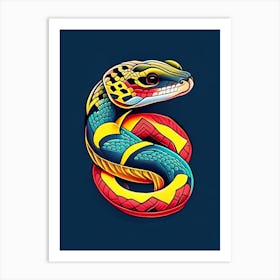 Timber Rattlesnake Tattoo Style Art Print