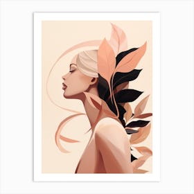 Abstract Of A Woman With Leaves Art Print