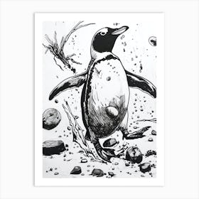 King Penguin Playing 3 Art Print