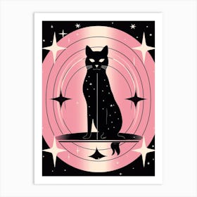 The Star Tarot Card, Black Cat In Pink 1 Art Print