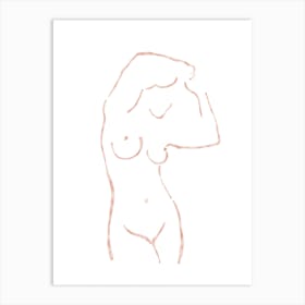 Pink Nude Female Line A Art Print