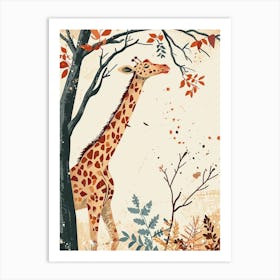 Giraffe Reaching Up To The Leaves 4 Art Print