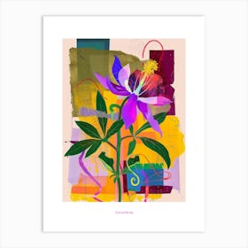 Columbine 3 Neon Flower Collage Poster Art Print