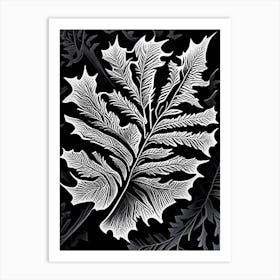 Oak Leaf Linocut 1 Art Print