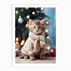 Cute Kitten In Sweater Art Print