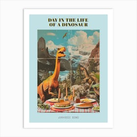 Abstract Dinosaur Jurassic Retro Collage 3 Poster Art Print