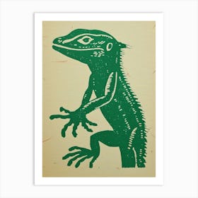 Forest Green Skinks Lizard Bold Block Colour 4 Art Print