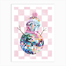 Disco Ball Snowman Art Print