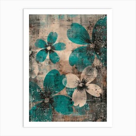 Teal Flowers Art Print