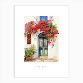 Cadiz, Spain   Mediterranean Doors Watercolour Painting 1 Poster Art Print