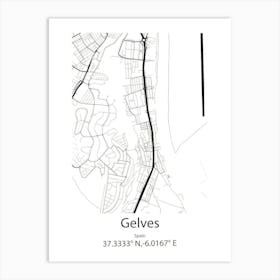 Gelves,Spain Minimalist Map Art Print