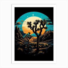 Joshua Tree At Night In Gold And Black (4) Art Print