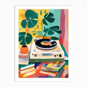 Turntable and books Art Print