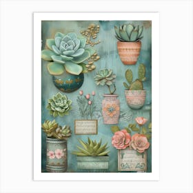 Succulents In Pots 1 Art Print