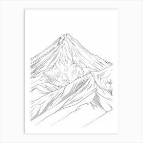 Mount Elbrus Russia Line Drawing 8 Art Print