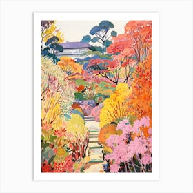 The Garden Of Morning Calm, South Korea In Autumn Fall Illustration 0 Art Print