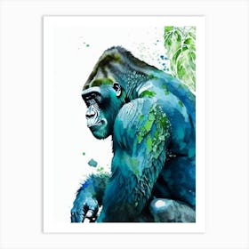 Gorilla Crawling Gorillas Mosaic Watercolour 1 Art Print