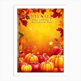 Autumn Sale Banner Vibrant Oranges Deep Reds And Warm Golds Spotlight Festive Design Leaves Gent (4) Art Print