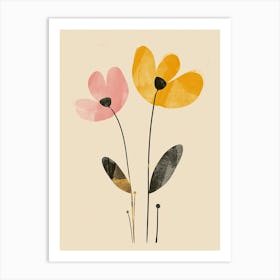 Flowers On A Beige Background Art Print