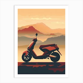 Motorcycle At Sunset Art Print