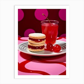 Cherry Vintage Pop Art Cookies & Drink Art Print