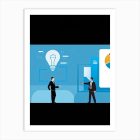 Business Decision Making Process Represented As Minimalistic Icons Split Screens Showing A Thought (7) Art Print