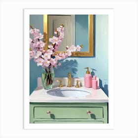 Pink Bathroom Vanity Art Print