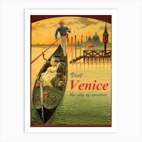 Venice, Couple On Gondola Art Print