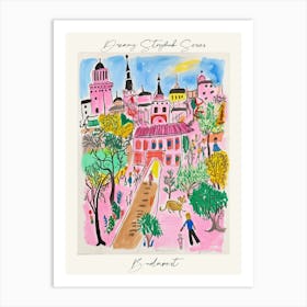 Poster Of Budapest, Dreamy Storybook Illustration 1 Art Print