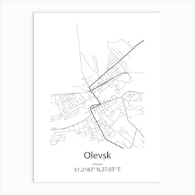 Olevsk,Ukraine Minimalist Map Art Print