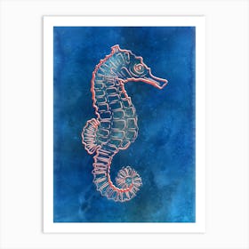 Neon Seahorse Art Print