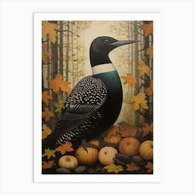 Dark And Moody Botanical Common Loon 3 Art Print