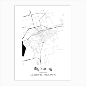 Big Spring,United States Minimalist Map 1 Art Print