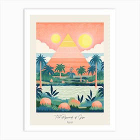 The Pyramids Of Giza   Egypt   Cute Botanical Illustration Travel 3 Poster Art Print