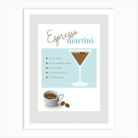 Espresso Martini Recipe Art Print