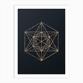 Abstract Geometric Gold Glyph on Dark Teal n.0230 Art Print