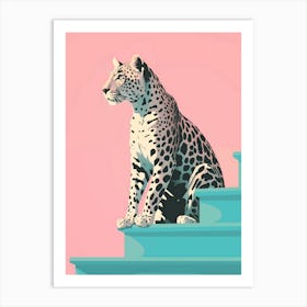 Leopard On Stairs Art Print