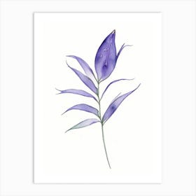 Spiderwort Leaf Minimalist Watercolour 2 Art Print