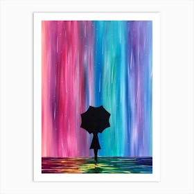 Rainbow Umbrella Painting Art Print