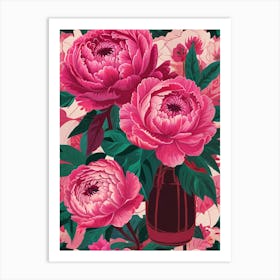 Pink Peonies In A Vase Art Print