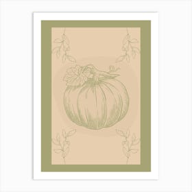 Pumpkin With Leaves Art Print