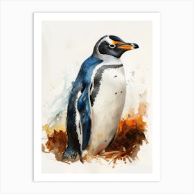 Humboldt Penguin Oamaru Blue Penguin Colony Watercolour Painting 3 Art Print