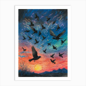 Crows In Flight Art Print