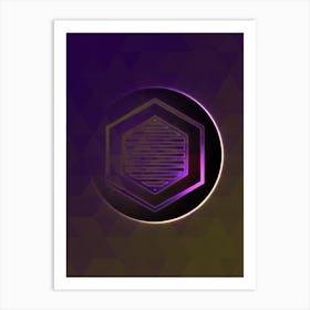 Geometric Neon Glyph on Jewel Tone Triangle Pattern 407 Art Print