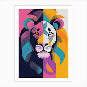 Colourful Lion Portrait Art Print